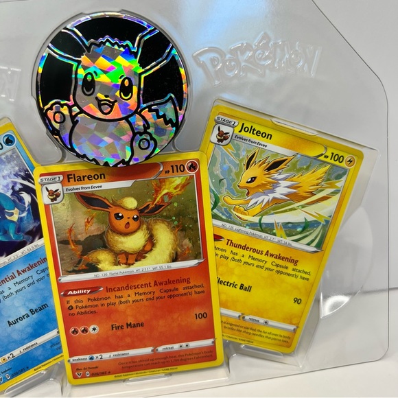Pokémon Holographic Vaporeon, Flareon, & Jolteon Coin Set - Picture 3 of 9